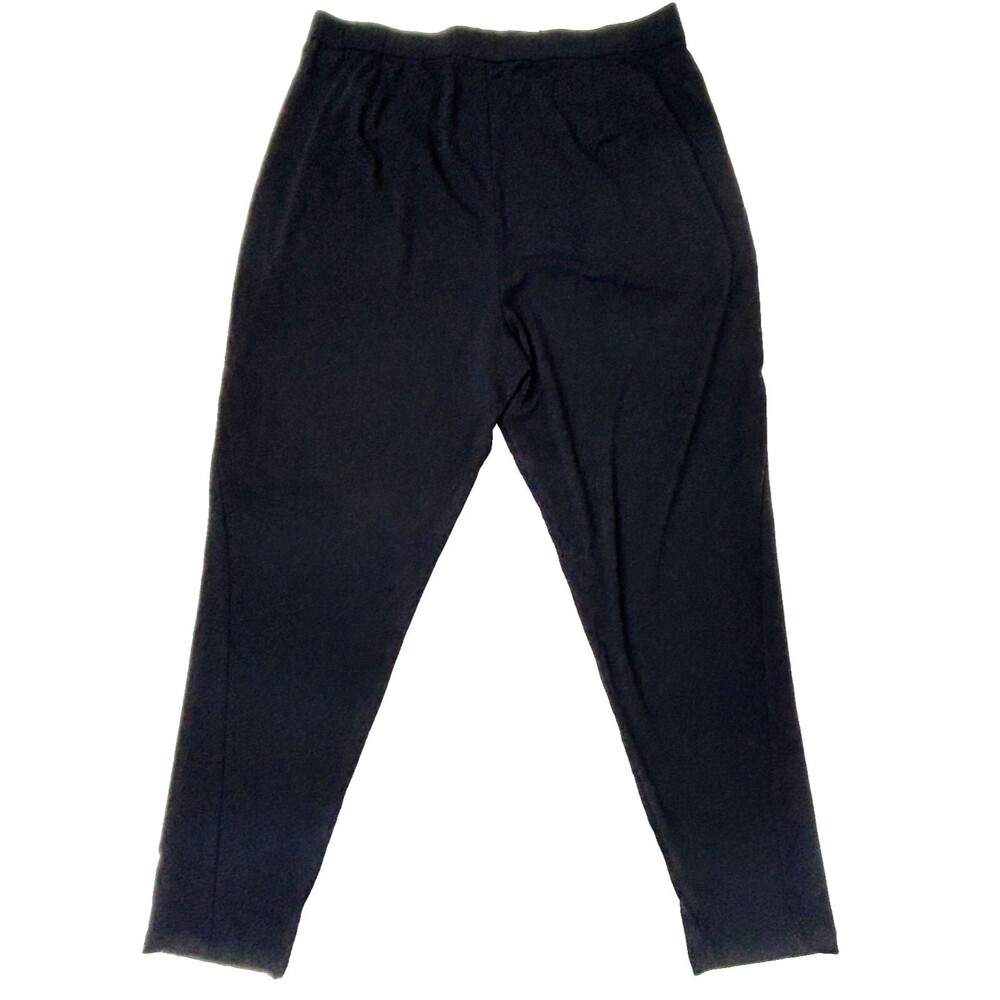 Eileen Fisher Black Drapey Jersey Stretch Pants Comfort Pockets Tapered Leg Sz S